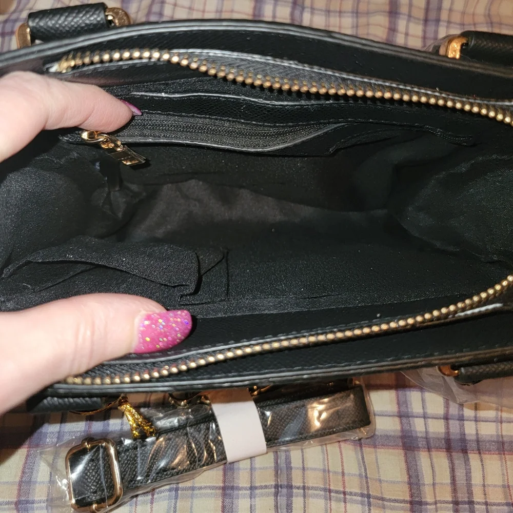 Bebe Black and Gold Women's Handbag - Picture 5 of 7